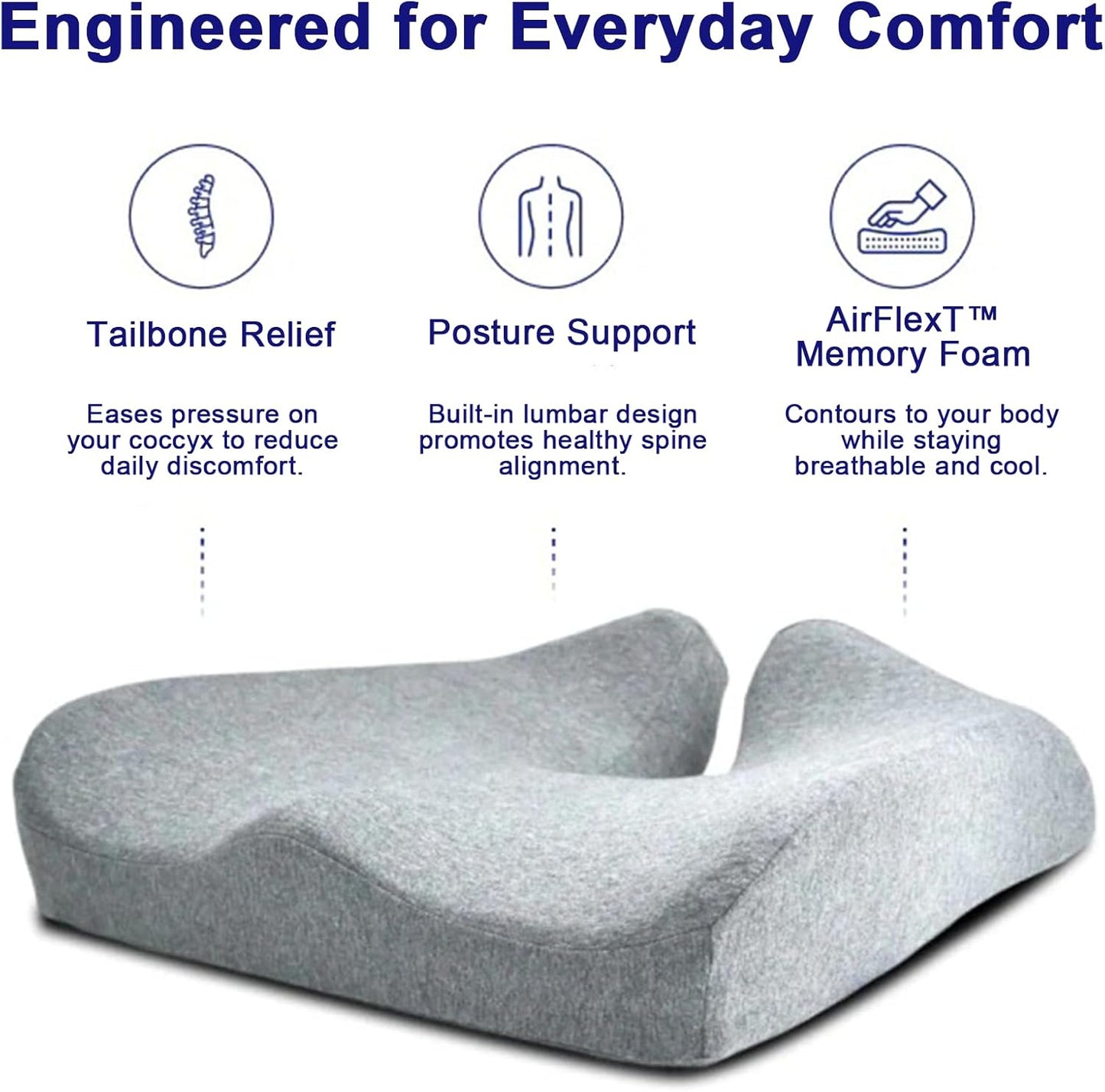 Floate™ - Ergonomic Seat Cushion - Tailbone & Lower-Back Relief